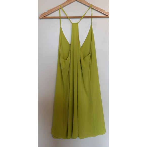 Alice + Olivia Cami Top Medium Lime Green Silk Halter Tunic Y2K Rave Club Dress - Picture 4 of 11